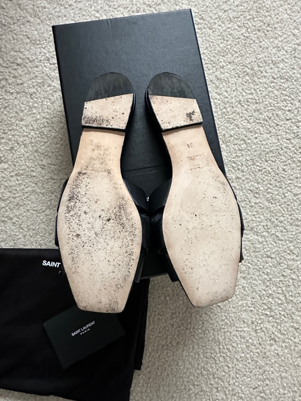 Saint Laurent Black Braided Leather Slide Mules - Picture 3 of 4